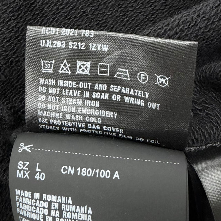 美品□PRADA プラダ UJL203 Re-Nylon コットン 素材切り替え ロゴプリント ジップアップパーカー フーディー ブラック L 正規品 メンズ
