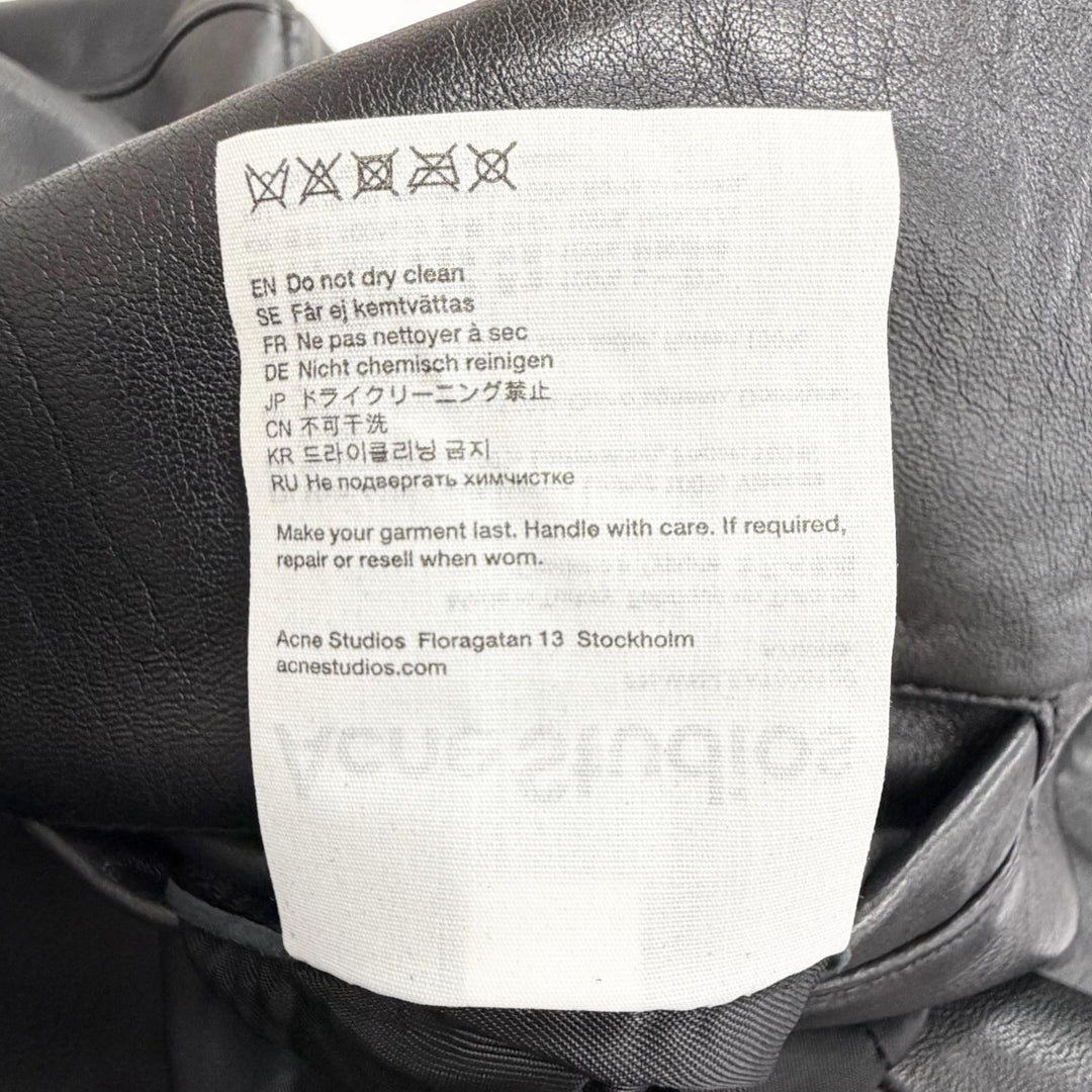 美品△ACNE STUDIOS アクネストゥディオズ FN-WN-LEAT000120 LEATHER BIKER JACKET レザー バイカー ライダースジャケット ブラック 34