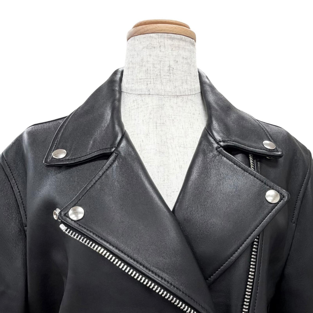 美品△ACNE STUDIOS アクネストゥディオズ FN-WN-LEAT000120 LEATHER BIKER JACKET レザー バイカー ライダースジャケット ブラック 34
