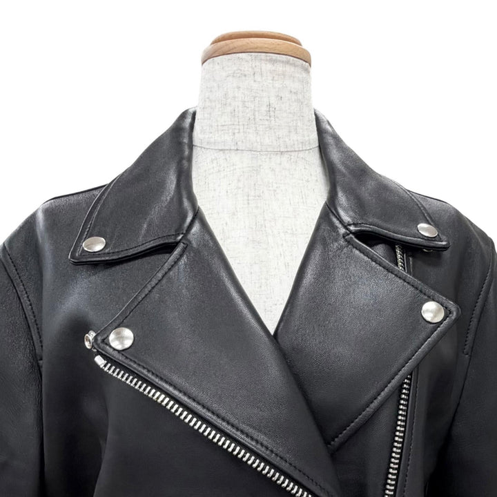 美品△ACNE STUDIOS アクネストゥディオズ FN-WN-LEAT000120 LEATHER BIKER JACKET レザー バイカー ライダースジャケット ブラック 34