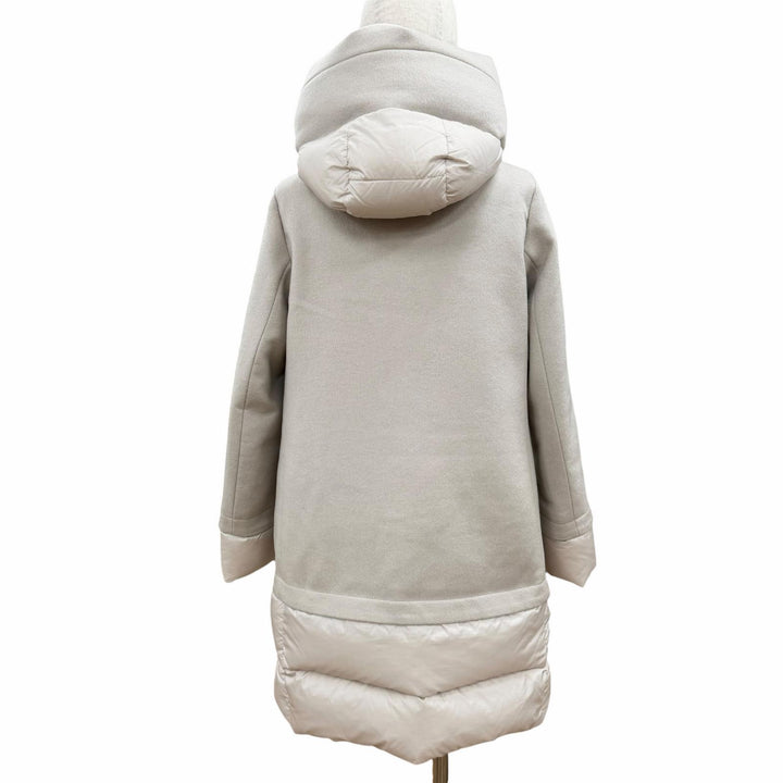 美品◇MOORER ムーレー SUNRISE LER ウール カシミヤ ダブルジップ ダウンコート グレージュ 38 伊製 レディース ガーメント・ハンガー付