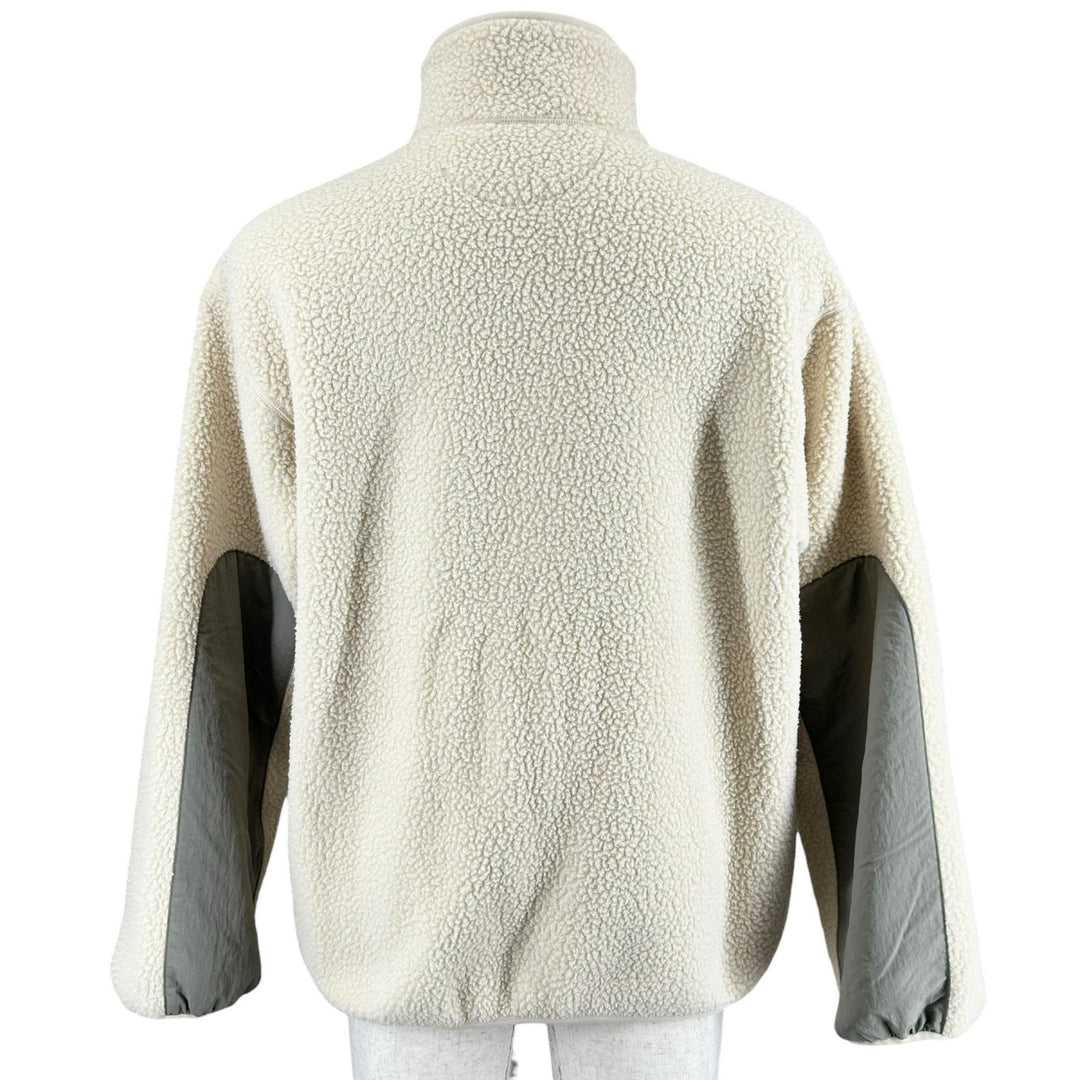 美品▲MAISON KITSUNE メゾンキツネ PM02136WM2031 ロゴプリント ジップアップ フリース ジャケット アイボリー S 正規品 メンズ