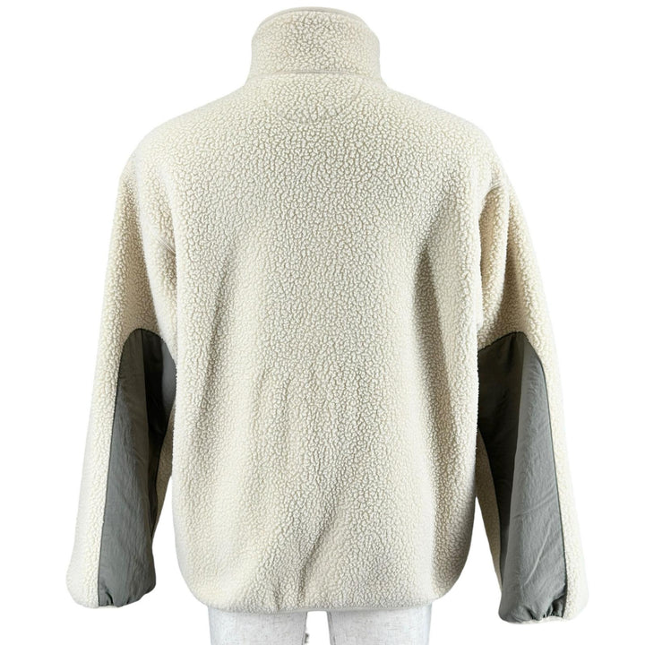 美品▲MAISON KITSUNE メゾンキツネ PM02136WM2031 ロゴプリント ジップアップ フリース ジャケット アイボリー S 正規品 メンズ