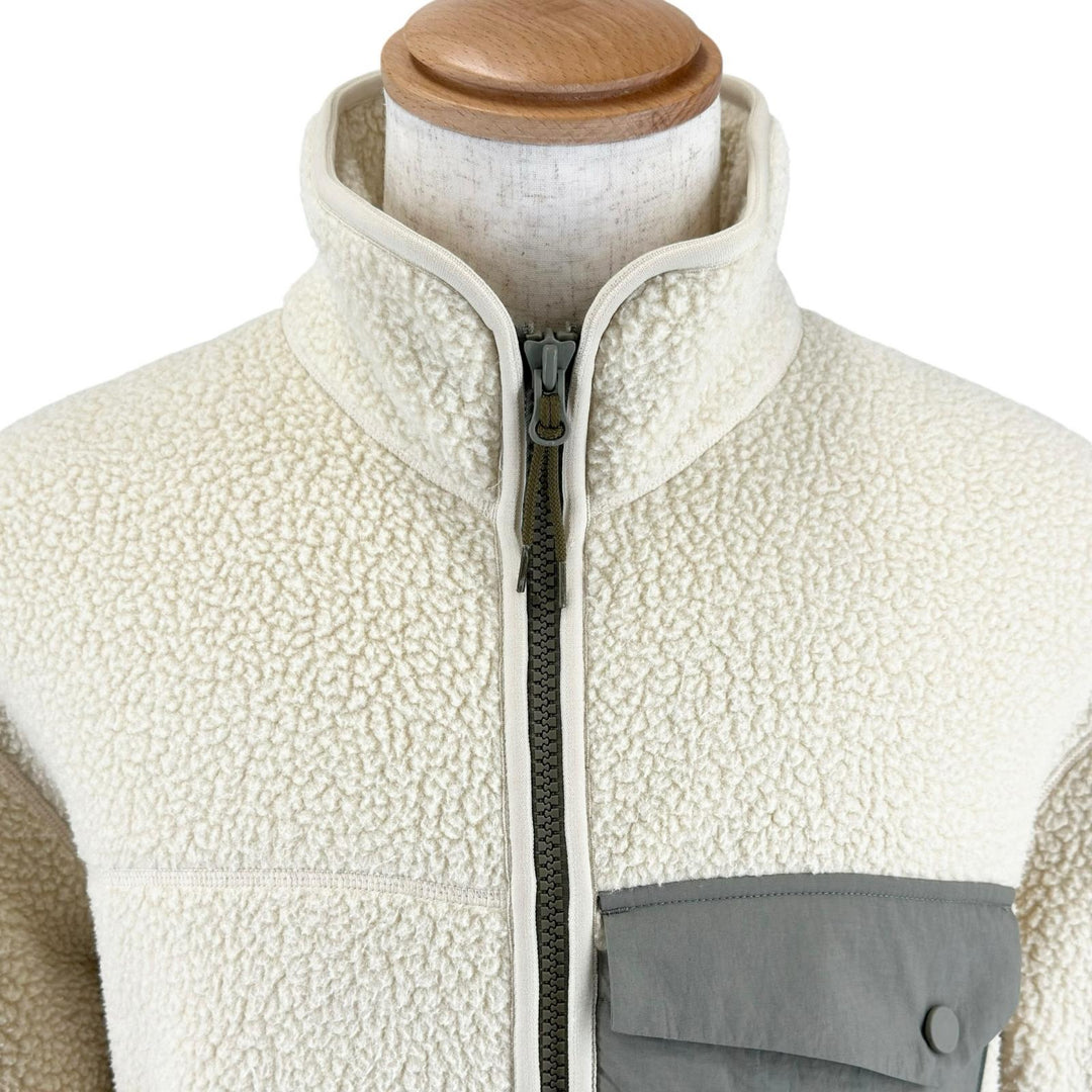 美品▲MAISON KITSUNE メゾンキツネ PM02136WM2031 ロゴプリント ジップアップ フリース ジャケット アイボリー S 正規品 メンズ