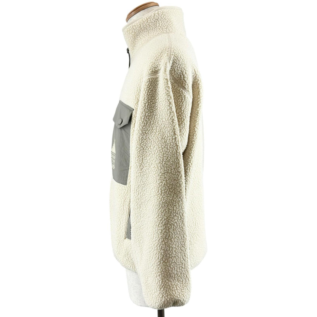 美品▲MAISON KITSUNE メゾンキツネ PM02136WM2031 ロゴプリント ジップアップ フリース ジャケット アイボリー S 正規品 メンズ