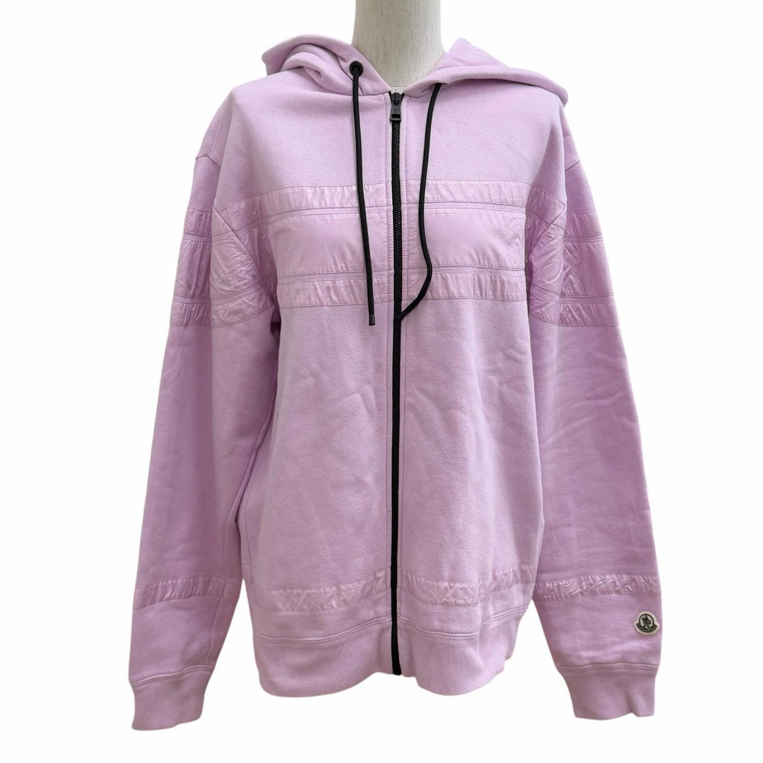 美品★モンクレールジーニアス7 ヒロシフジワラ 2022年製 H209U8G00003 コットン100% ロゴワッペン付 ZIP UP パーカー ピンク S 正規品
