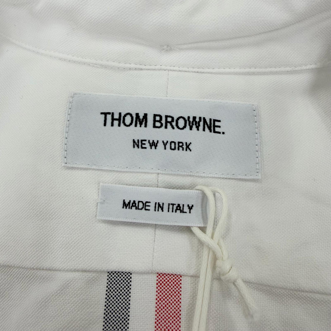 極美品☆THOM BROWNE トムブラウン FDSD45A コットン100％ ノースリーブ シャツ ワンピース ホワイト 40 イタリア製 正規品 レディース