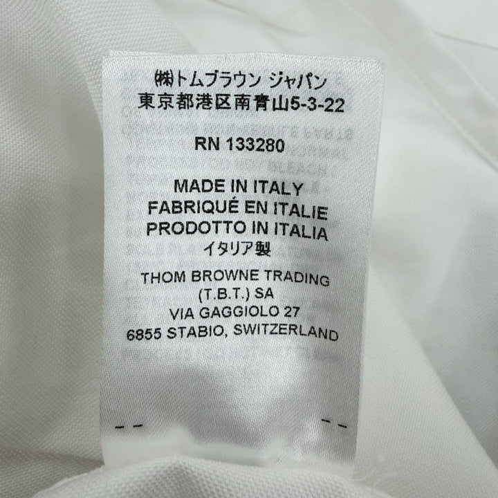 極美品☆THOM BROWNE トムブラウン FDSD45A コットン100％ ノースリーブ シャツ ワンピース ホワイト 40 イタリア製 正規品 レディース