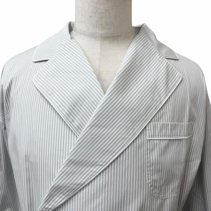 未使用品□THOM BROWNE トムブラウン MOU525A-08068035 ストライプ柄 ベルテッド ガウンコート グレー 2 イタリア製 正規品 メンズ