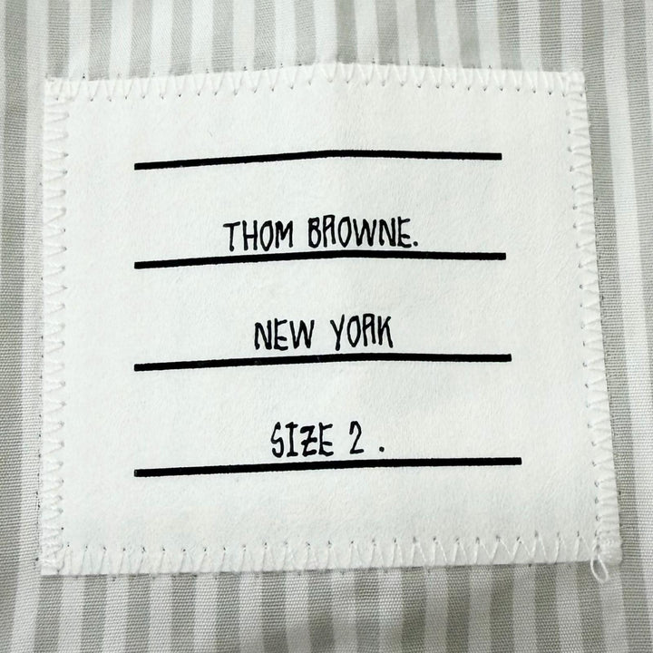 未使用品□THOM BROWNE トムブラウン MOU525A-08068035 ストライプ柄 ベルテッド ガウンコート グレー 2 イタリア製 正規品 メンズ