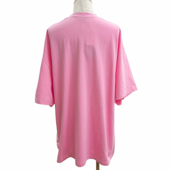 未使用品□BALENCIAGA バレンシアガ 22SS 681314 ラインストーン ギャザー オーバーサイズ 半袖Ｔシャツ カットソー ピンク 4 メンズ