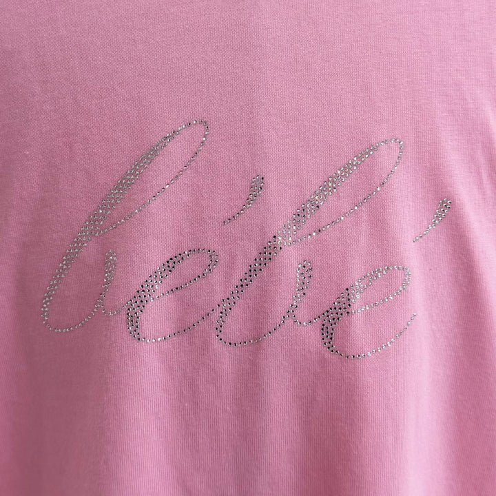 未使用品□BALENCIAGA バレンシアガ 22SS 681314 ラインストーン ギャザー オーバーサイズ 半袖Ｔシャツ カットソー ピンク 4 メンズ