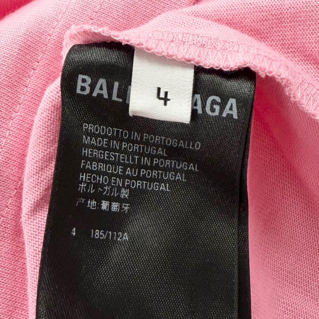未使用品□BALENCIAGA バレンシアガ 22SS 681314 ラインストーン ギャザー オーバーサイズ 半袖Ｔシャツ カットソー ピンク 4 メンズ