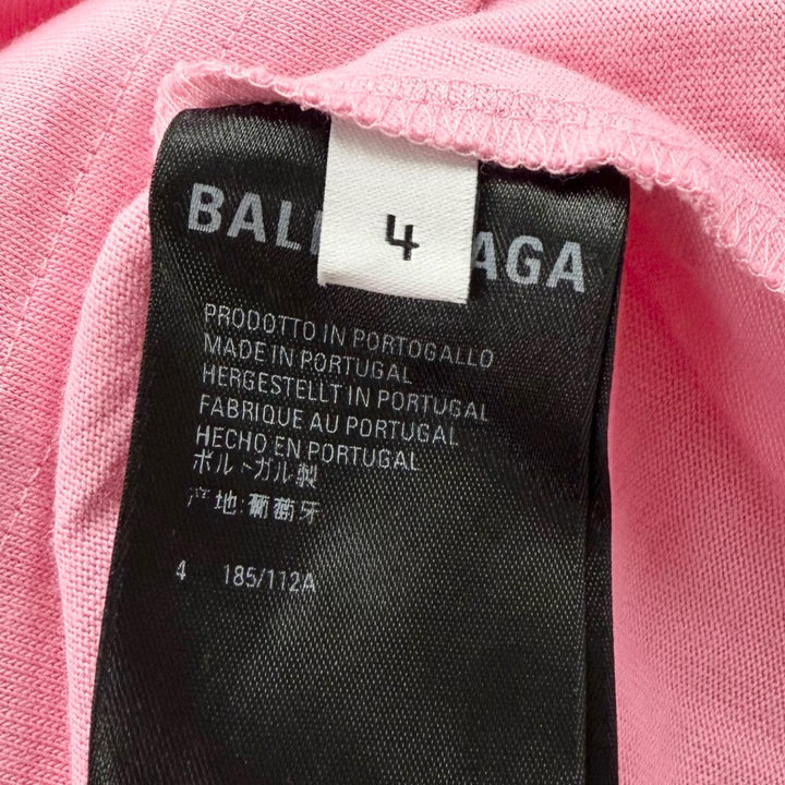 未使用品□BALENCIAGA バレンシアガ 22SS 681314 ラインストーン ギャザー オーバーサイズ 半袖Ｔシャツ カットソー ピンク 4 メンズ