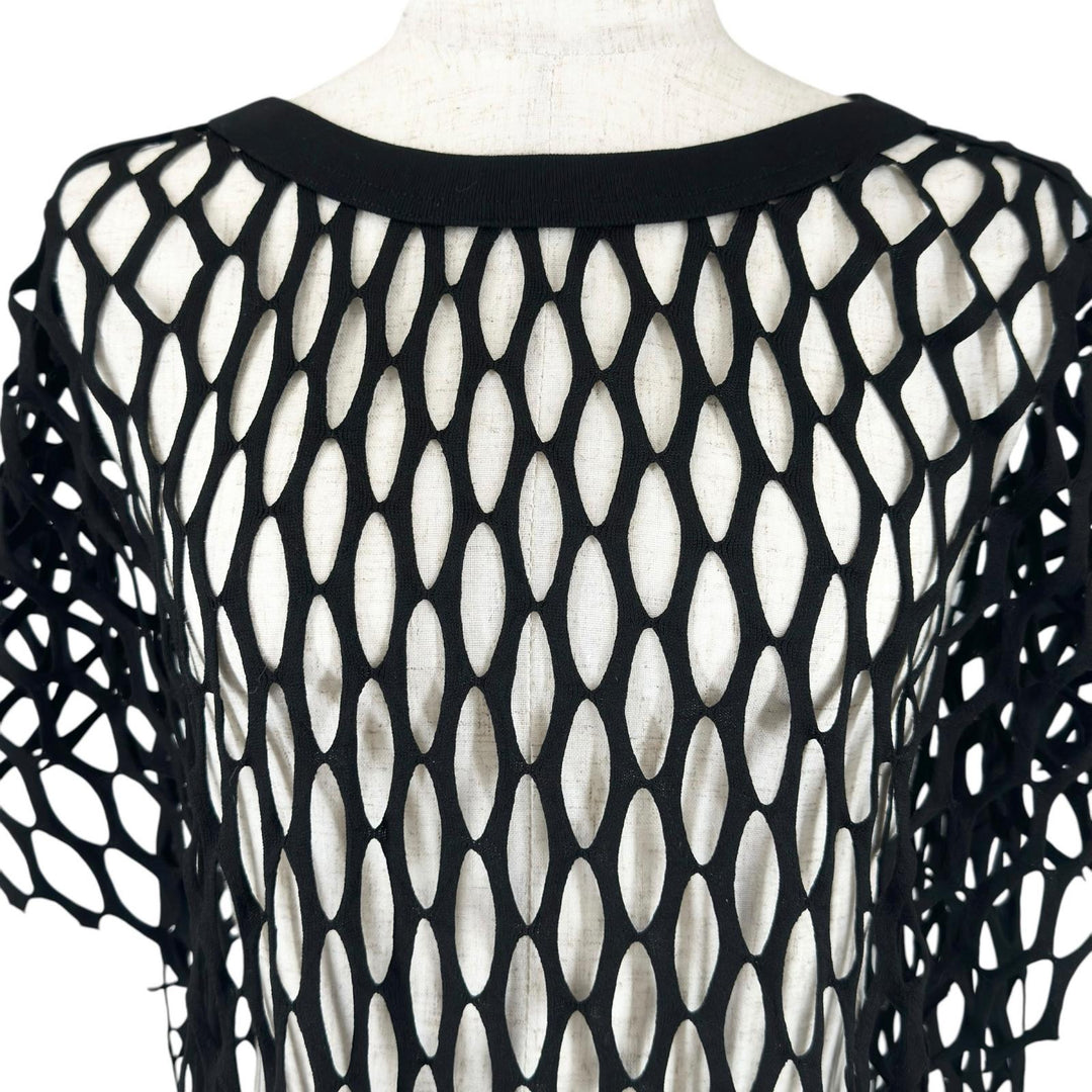 極美品▲DRIES VAN NOTEN ドリスヴァンノッテン メッシュ フィッシュネット ワンピース ブラック S トルコ製 正規品 レディース