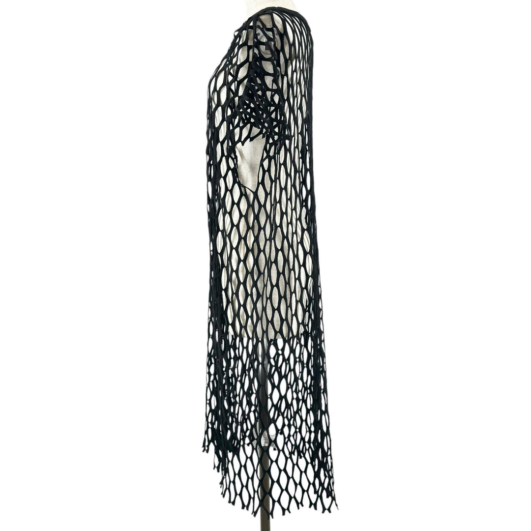 極美品▲DRIES VAN NOTEN ドリスヴァンノッテン メッシュ フィッシュネット ワンピース ブラック S トルコ製 正規品 レディース