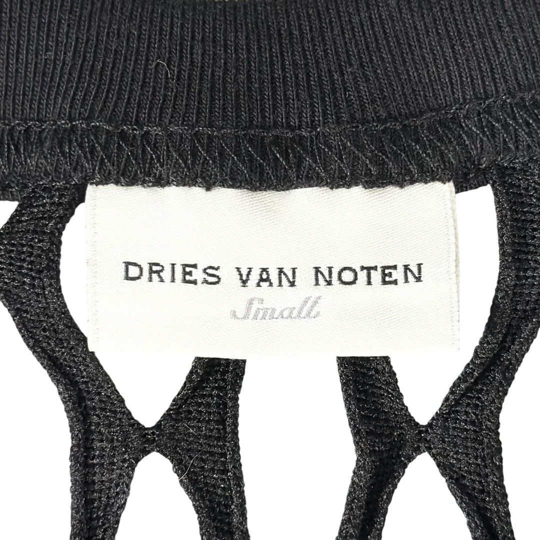 極美品▲DRIES VAN NOTEN ドリスヴァンノッテン メッシュ フィッシュネット ワンピース ブラック S トルコ製 正規品 レディース