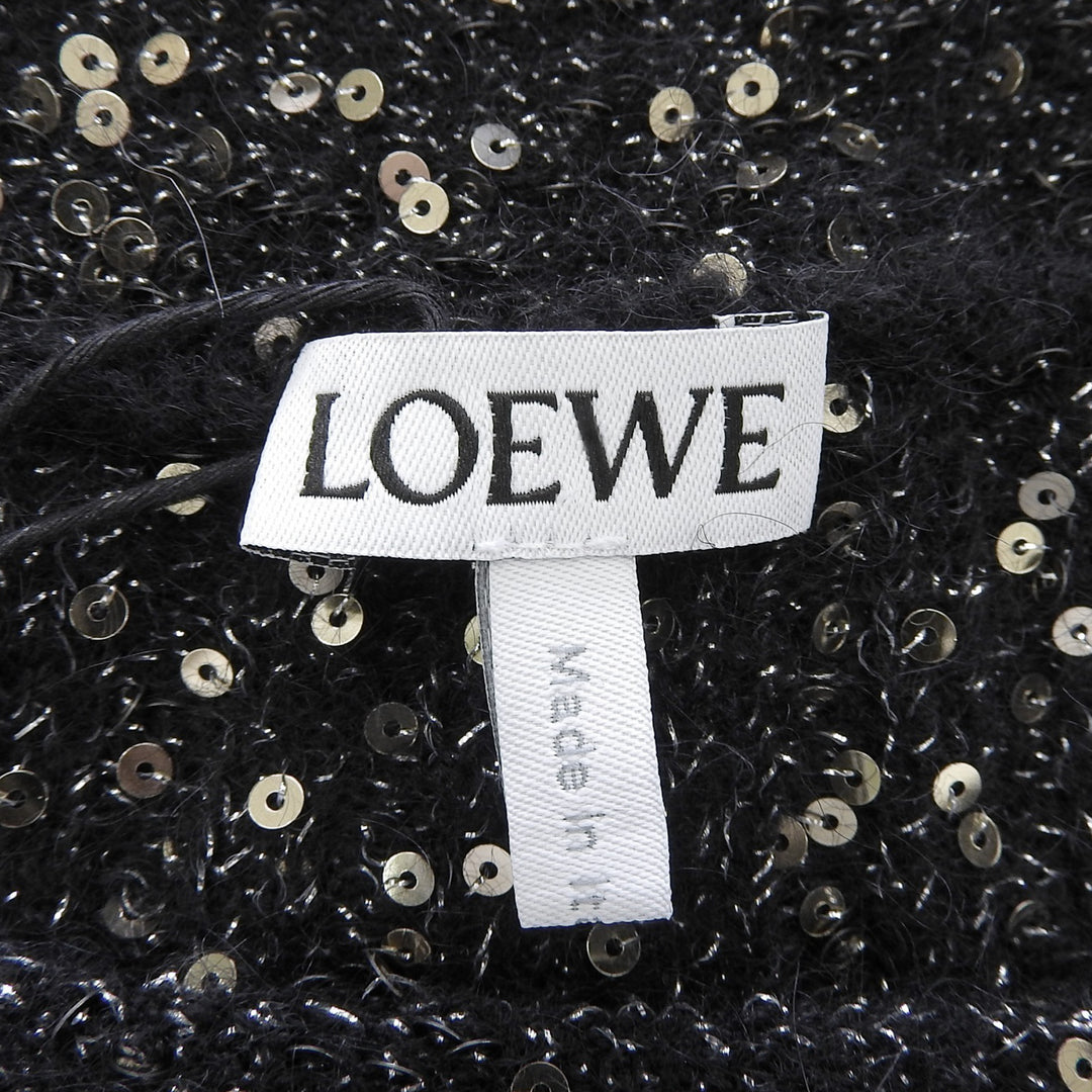 未使用品▲LOEWE ロエベ S540Y14K90 モヘヤ ウール混 スパンコール バルーン袖 ニット セーター ブラック XS 伊製 正規品 レディース