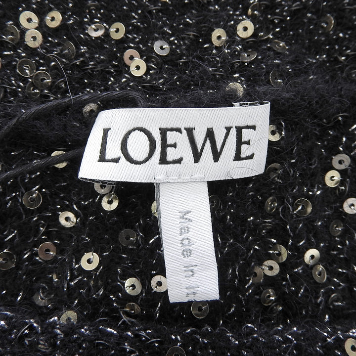 未使用品▲LOEWE ロエベ S540Y14K90 モヘヤ ウール混 スパンコール バルーン袖 ニット セーター ブラック XS 伊製 正規品 レディース