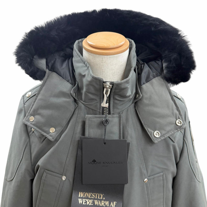 未使用品□MOOSE KNUCKLES ムースナックルズ M32MP261S Stirling Parka フーデッド ダウンジャケット カーキ系 S メンズ ハンガー付き