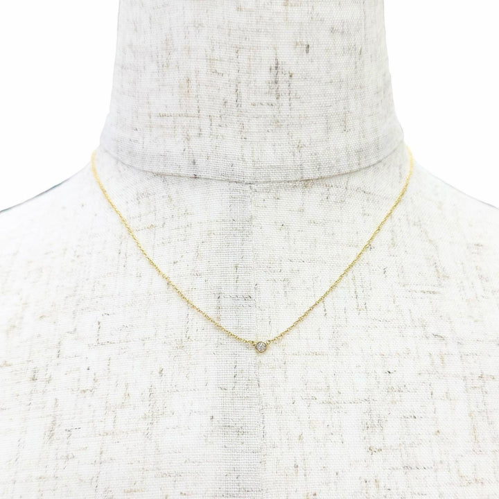 美品△TIFFANY&amp;Co. ティファニー バイザヤード 1Pダイヤモンド ネックレス 750 YG 直径約3.32mm 約0.05ct イエローゴールド 重量1.82g