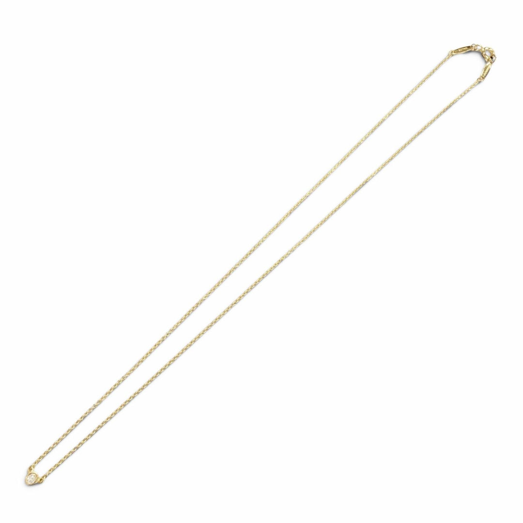 美品△TIFFANY&amp;Co. ティファニー バイザヤード 1Pダイヤモンド ネックレス 750 YG 直径約3.32mm 約0.05ct イエローゴールド 重量1.82g