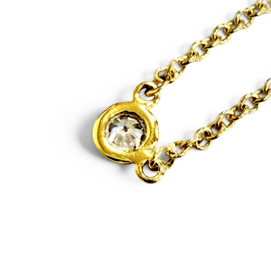 美品△TIFFANY&amp;Co. ティファニー バイザヤード 1Pダイヤモンド ネックレス 750 YG 直径約3.32mm 約0.05ct イエローゴールド 重量1.82g