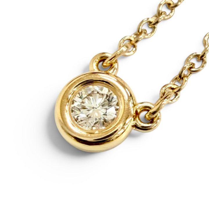 極美品△TIFFANY&amp;Co. ティファニー バイザヤード 1Pダイヤモンド 約0.14ct ネックレス 750(PG) 直径約4.6mm 22年5月購入 重量2.33g 箱付