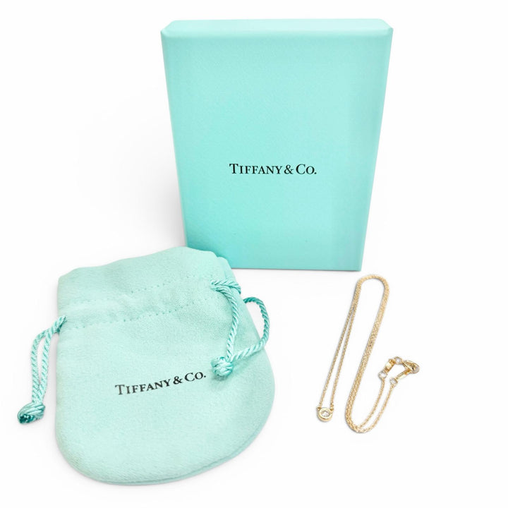 極美品△TIFFANY&amp;Co. ティファニー バイザヤード 1Pダイヤモンド 約0.14ct ネックレス 750(PG) 直径約4.6mm 22年5月購入 重量2.33g 箱付