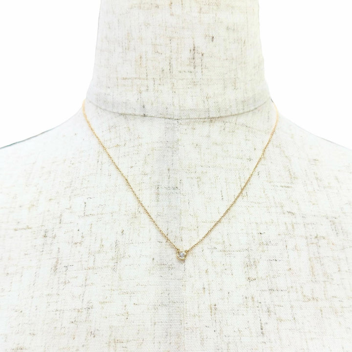 極美品△TIFFANY&amp;Co. ティファニー バイザヤード 1Pダイヤモンド 約0.14ct ネックレス 750(PG) 直径約4.6mm 22年5月購入 重量2.33g 箱付