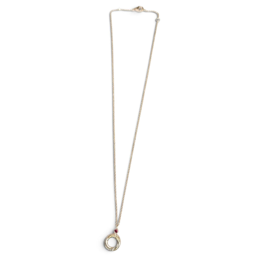 美品□Cartier カルティエ ベビートリニティ 1Pルビー AU750(YG PG WG) ネックレス アクセサリー ピンクゴールド 重量2.72g レディース