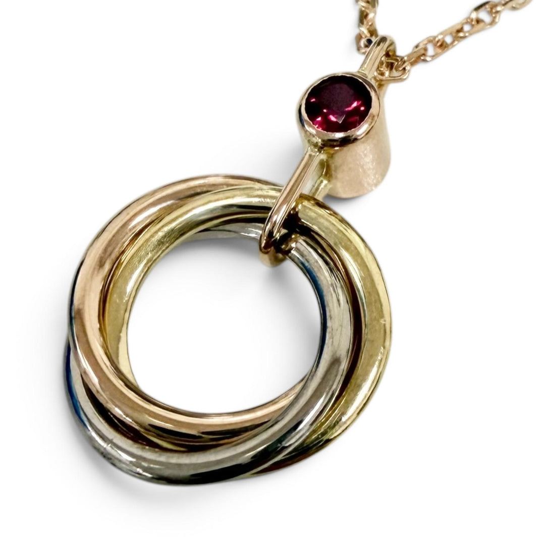 美品□Cartier カルティエ ベビートリニティ 1Pルビー AU750(YG PG WG) ネックレス アクセサリー ピンクゴールド 重量2.72g レディース