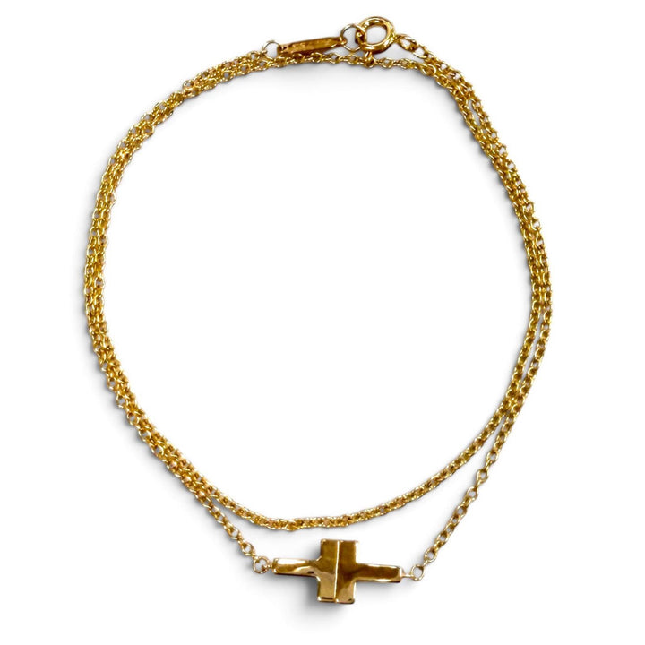 極美品★TIFFANY&amp;Co. ティファニー T TWO ダブルチェーン ブレスレット 750(PG) ピンクゴールド 重量3.86g レディース 保存袋付き