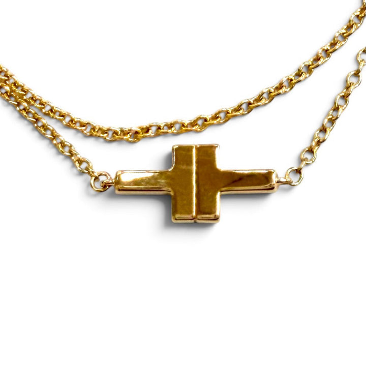 極美品★TIFFANY&amp;Co. ティファニー T TWO ダブルチェーン ブレスレット 750(PG) ピンクゴールド 重量3.86g レディース 保存袋付き
