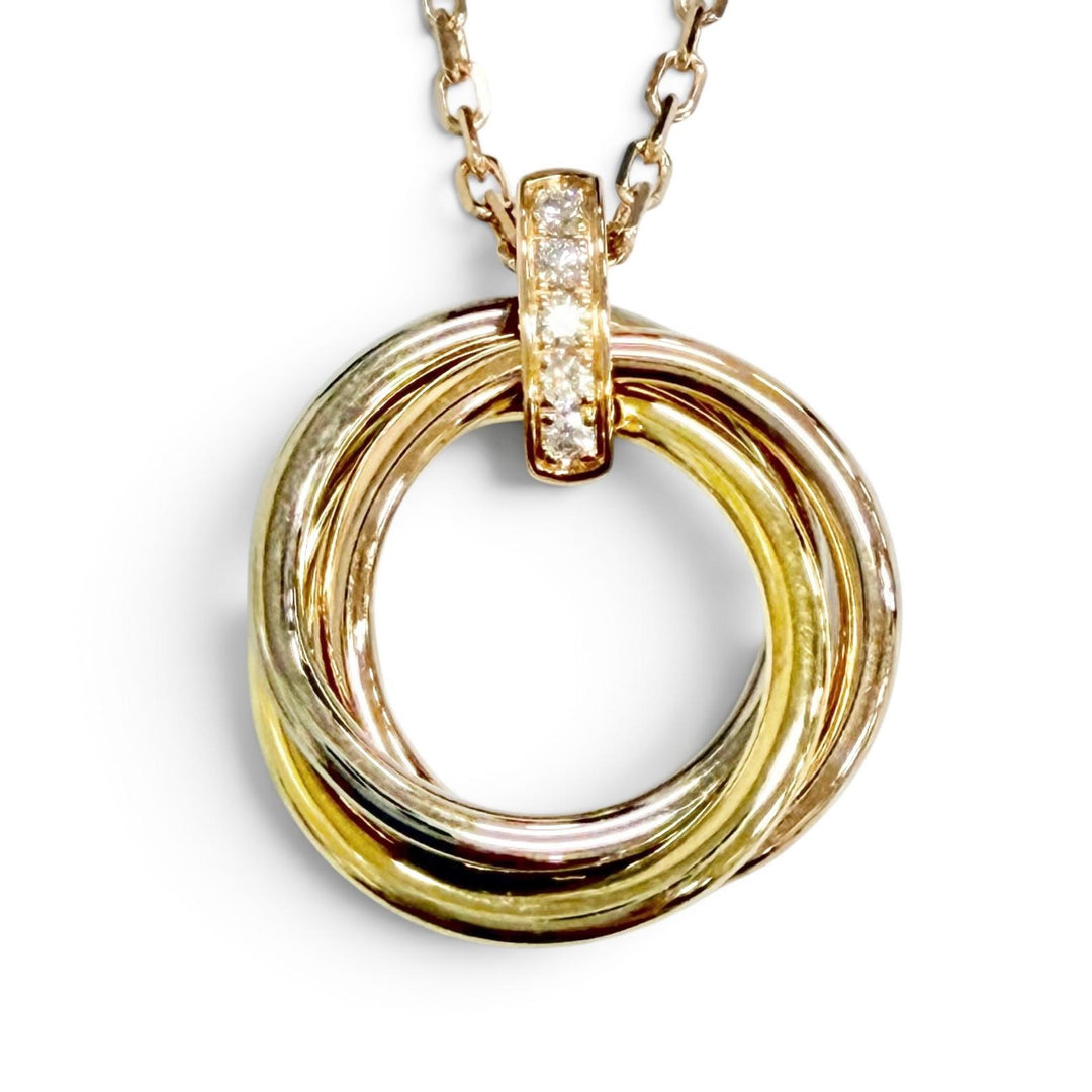 極美品△Cartier カルティエ WR0551 トリニティ ダイヤモンド5P ネックレス ミディアム 750(YG×PG×WG) ペンダント 重量9.13g レディース
