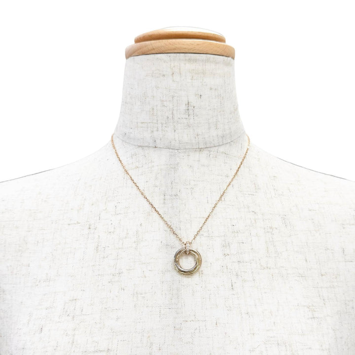 極美品△Cartier カルティエ WR0551 トリニティ ダイヤモンド5P ネックレス ミディアム 750(YG×PG×WG) ペンダント 重量9.13g レディース
