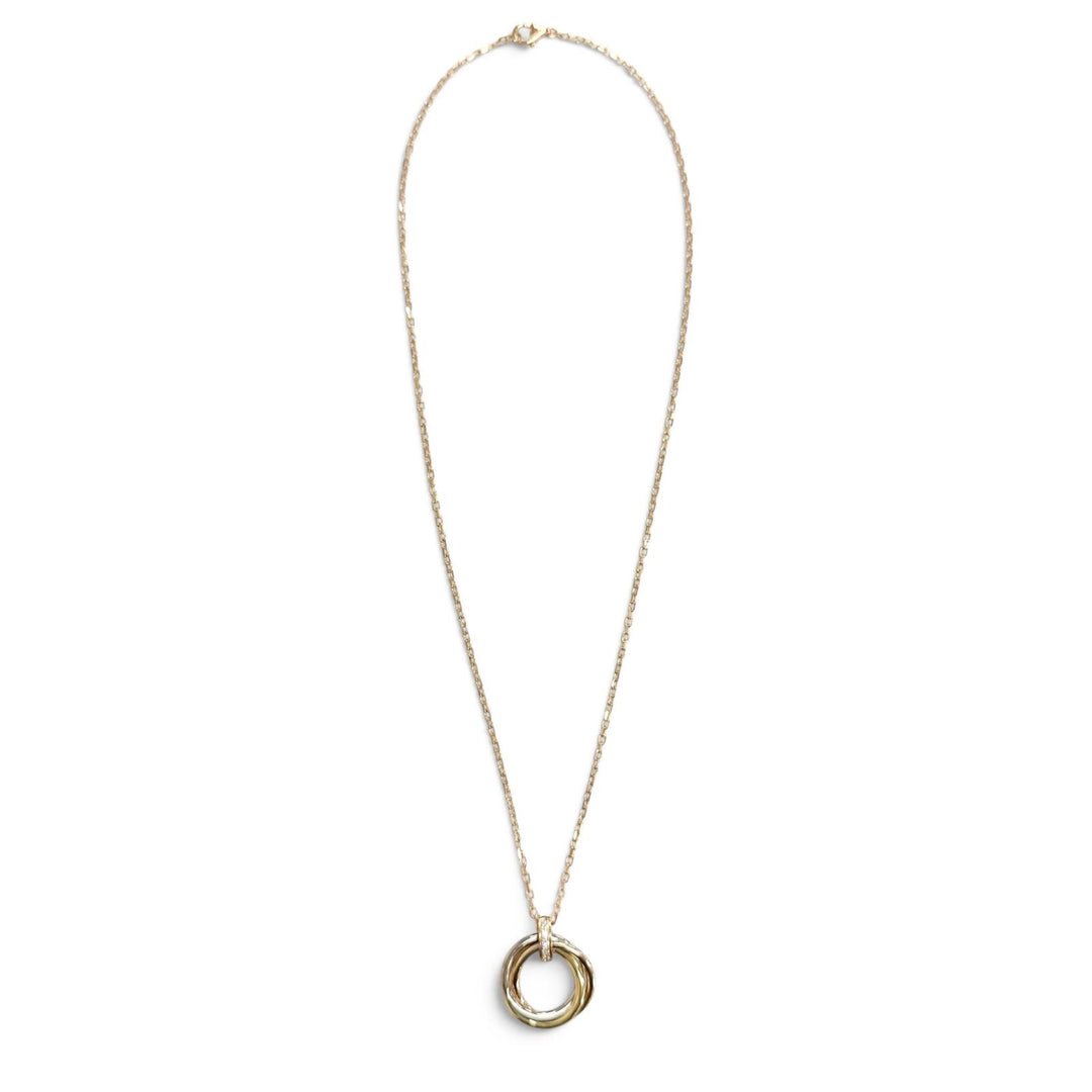 極美品△Cartier カルティエ WR0551 トリニティ ダイヤモンド5P ネックレス ミディアム 750(YG×PG×WG) ペンダント 重量9.13g レディース