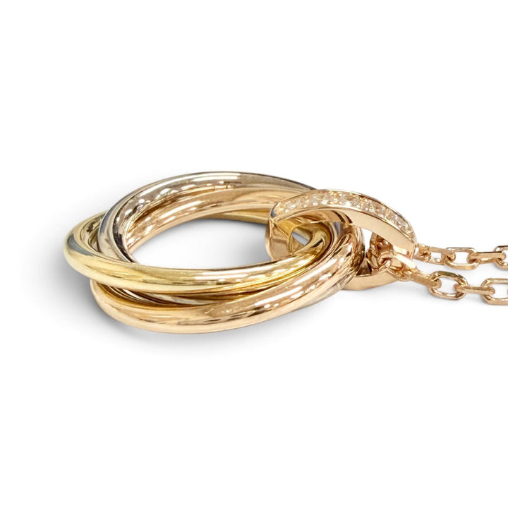 極美品△Cartier カルティエ WR0551 トリニティ ダイヤモンド5P ネックレス ミディアム 750(YG×PG×WG) ペンダント 重量9.13g レディース