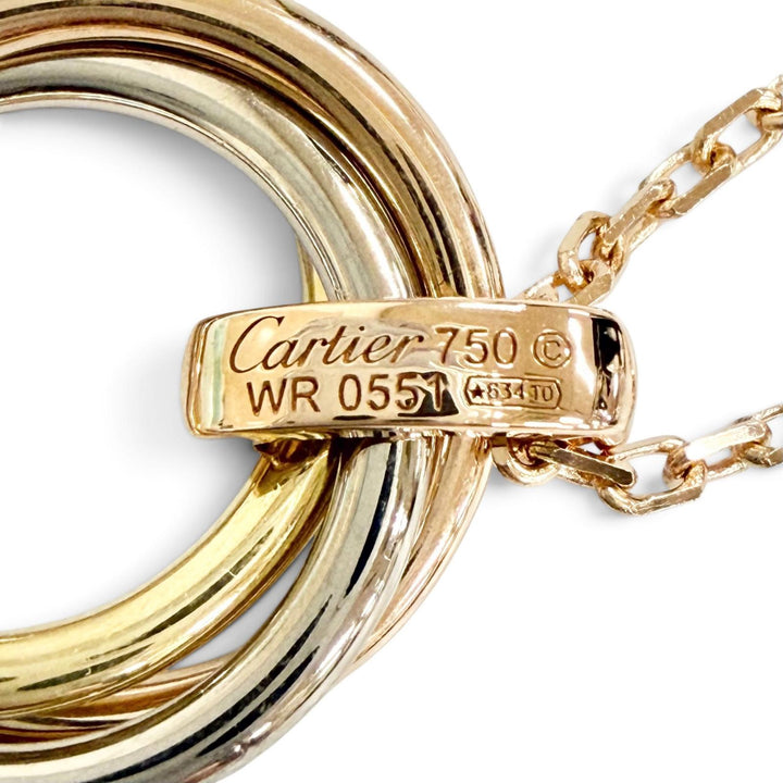 極美品△Cartier カルティエ WR0551 トリニティ ダイヤモンド5P ネックレス ミディアム 750(YG×PG×WG) ペンダント 重量9.13g レディース