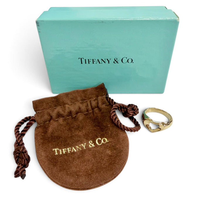 極美品△TIFFANY&amp;Co. ティファニー エルサペレッティ オープンハート リング 指輪 750(YG) イエローゴールド JP9号 重量4.12g 箱・袋付き