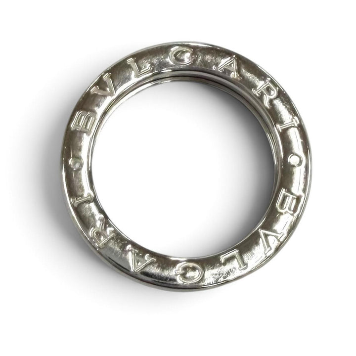 良品★BVLGARI ブルガリ ビーゼロワン リング 750(WG) ロゴデザイン 1バンド 指輪 ホワイトゴールド 48 (JP8号相当) 伊製 重量6.72g