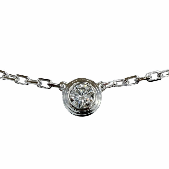 美品◇Cartier カルティエ CPC002 ダムール SM ダイヤモンド1P 750(WG) 枠直径4.3mm ネックレス ホワイトゴールド 重量2.93g レディース