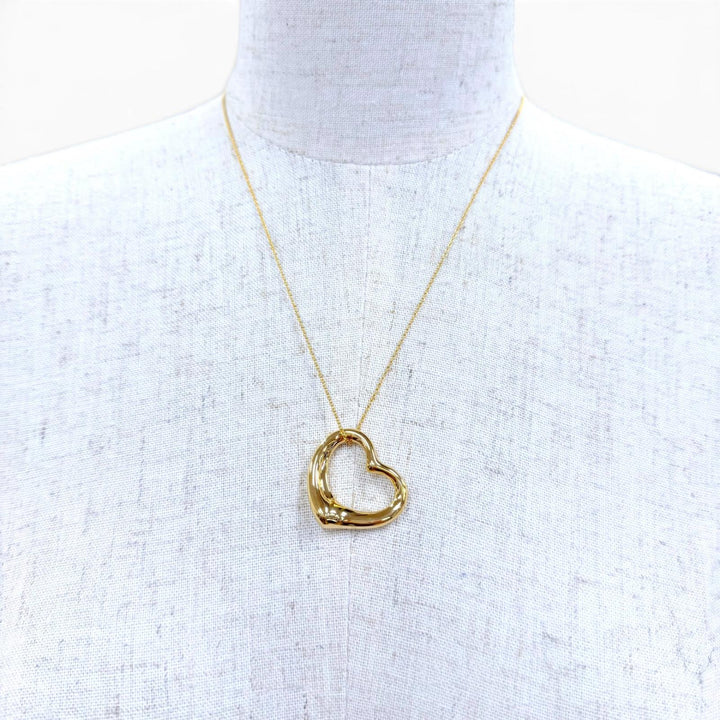 極美品☆TIFFANY&amp;Co. ティファニー エルサペレッティ オープンハート ペンダント 750(YG) ネックレス イエローゴールド 重量9.8g