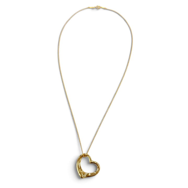 極美品☆TIFFANY&amp;Co. ティファニー エルサペレッティ オープンハート ペンダント 750(YG) ネックレス イエローゴールド 重量9.8g