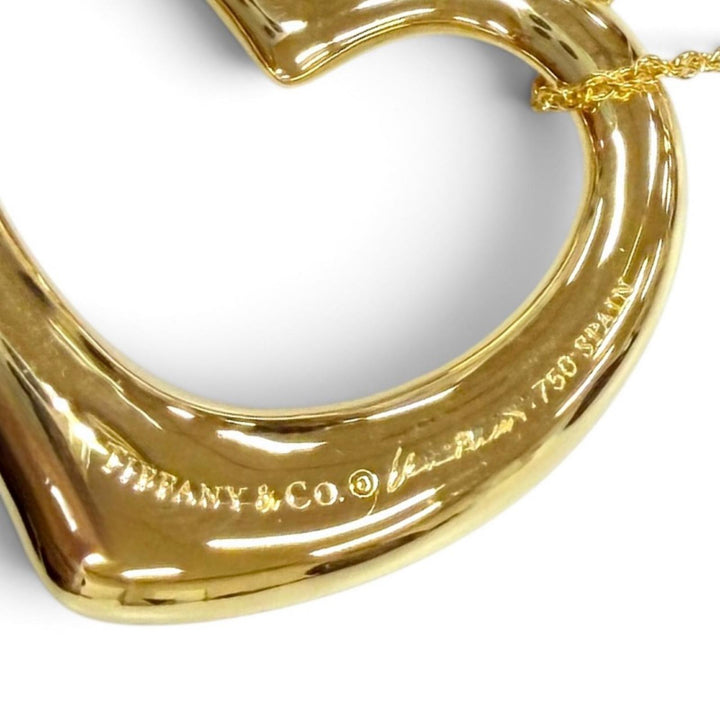 極美品☆TIFFANY&amp;Co. ティファニー エルサペレッティ オープンハート ペンダント 750(YG) ネックレス イエローゴールド 重量9.8g