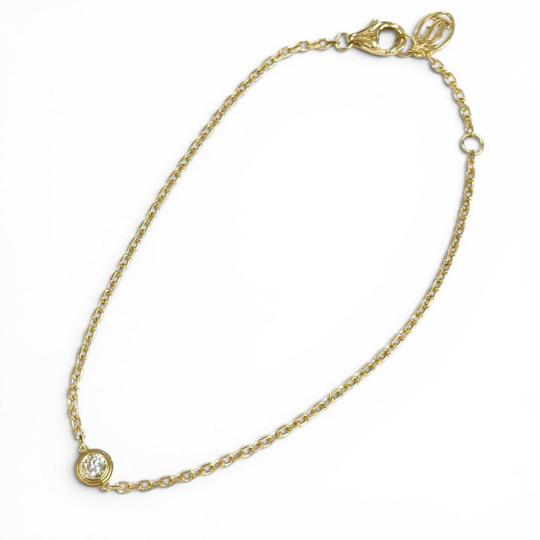美品★Cartier カルティエ ダムールLM ダイヤ ブレスレット AU750(YG) 2025年9月購入 18.6cm 0.13ct イエローゴールド 総重量2.0g 箱付き