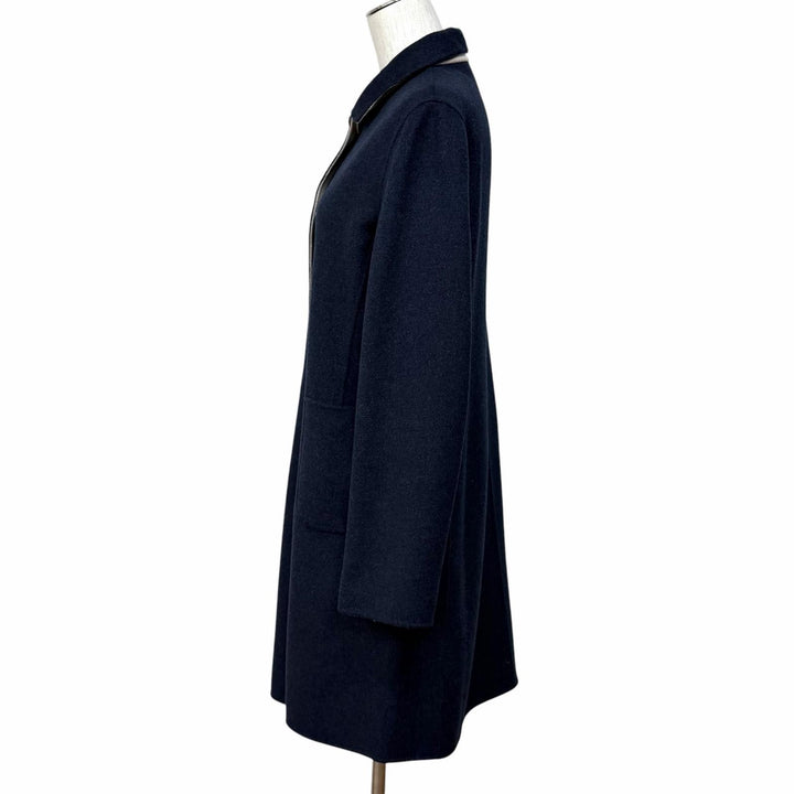極美品★WEEKEND MaxMara ウィークエンドマックスマーラ 50860279 リバーシブル 無地 ウールコート ネイビー ベージュ 44 正規品