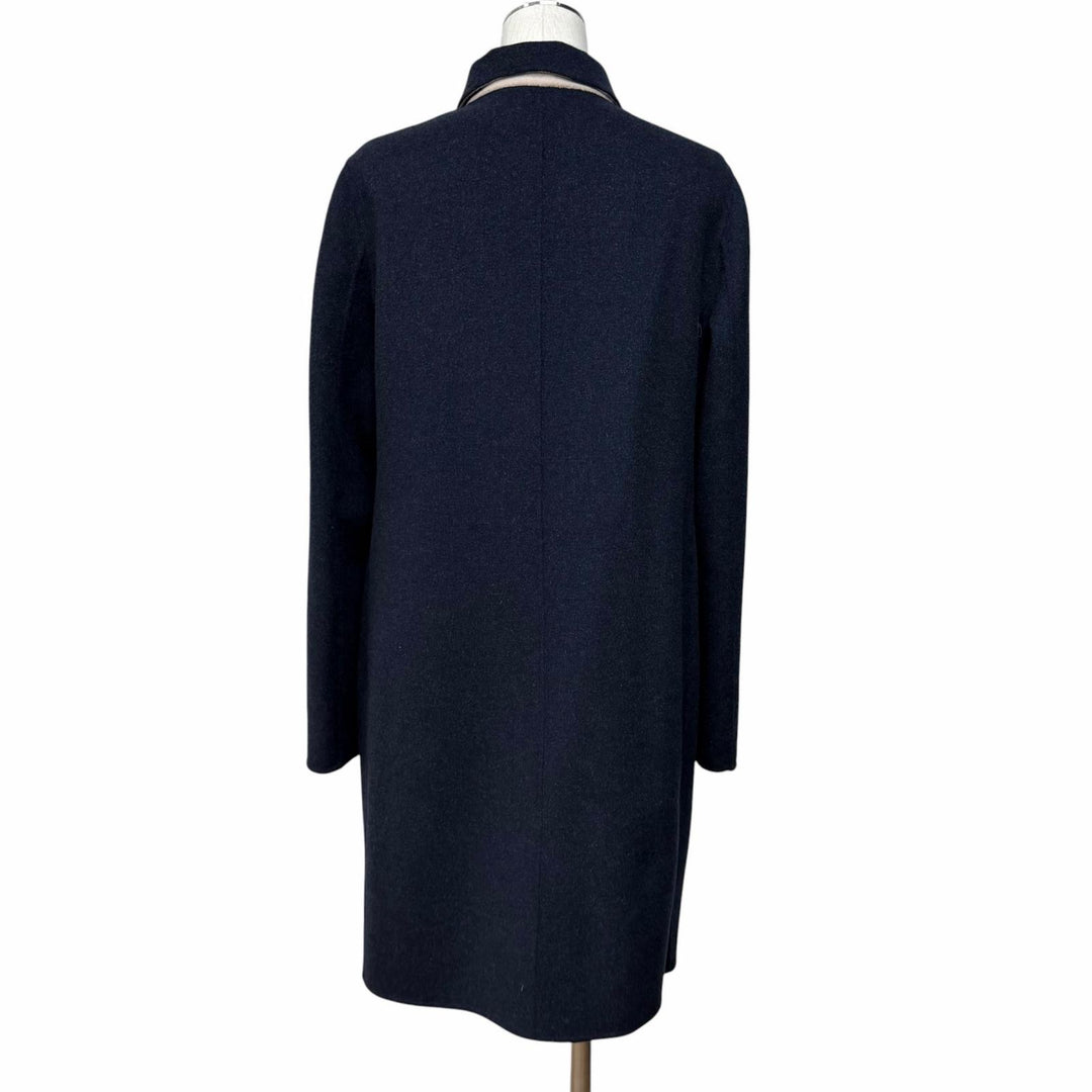極美品★WEEKEND MaxMara ウィークエンドマックスマーラ 50860279 リバーシブル 無地 ウールコート ネイビー ベージュ 44 正規品