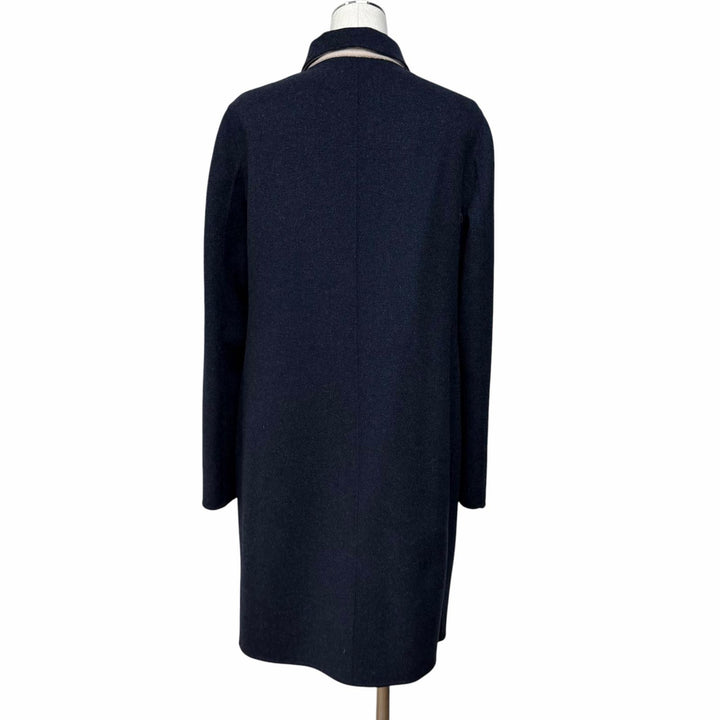 極美品★WEEKEND MaxMara ウィークエンドマックスマーラ 50860279 リバーシブル 無地 ウールコート ネイビー ベージュ 44 正規品