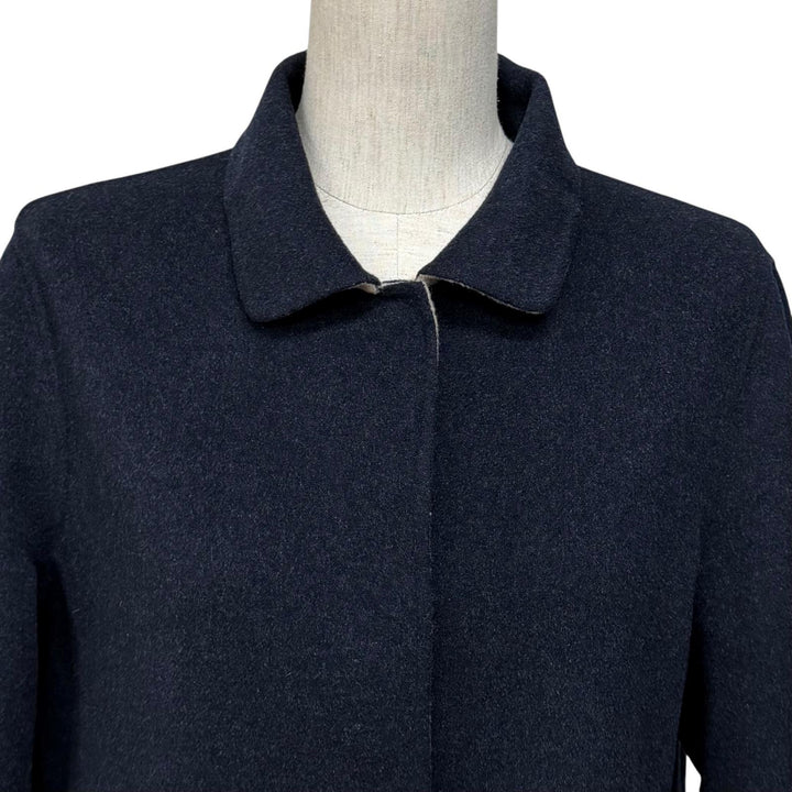 極美品★WEEKEND MaxMara ウィークエンドマックスマーラ 50860279 リバーシブル 無地 ウールコート ネイビー ベージュ 44 正規品